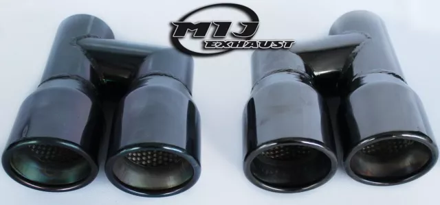 Pair Of Twin Black Chrome Exhaust Tailpipes Stainless To Suit Audi A4 A5 A6 A7