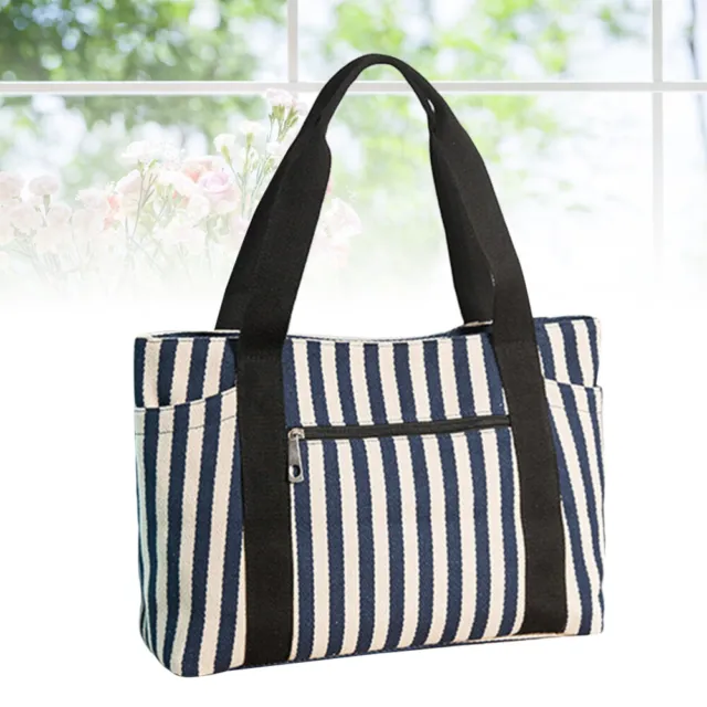 Shoulder Bag Women Mommy Tote Striped Canvas Tote Large Capacity Tote Bag