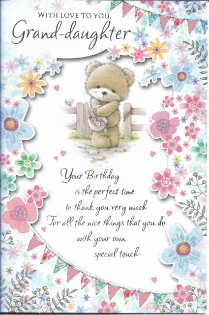 Granddaughter Birthday Greeting Card 9"X6" Cute  Nice Long Verse