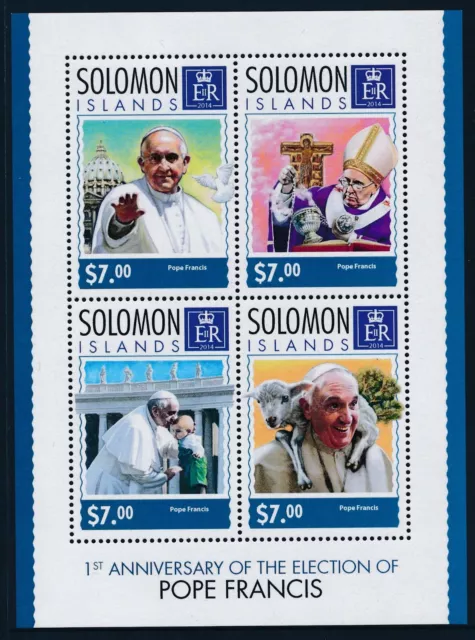 2014 Solomon Islands Pope Francis Mini Sheet (4 Stamp) Fine Mint Mnh