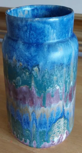 Large Art Deco Pottery Vase Drip Glaze Merzayside Ware 22cm 1930s Mint Condition