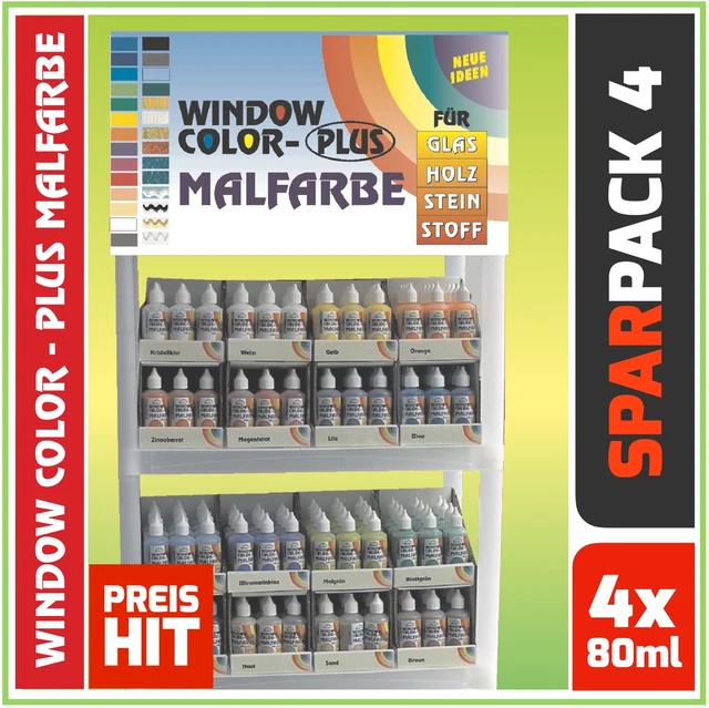 SET Window Color Fenstermalfarbe Standardfarben 4x 80ml