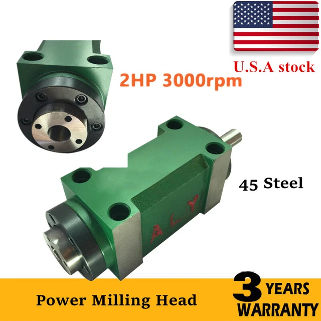 Spindle Unit Power Milling Head CNC 45 Steel Spindle ￠19 ×50mm 3000rpm 2HP 1.5KW