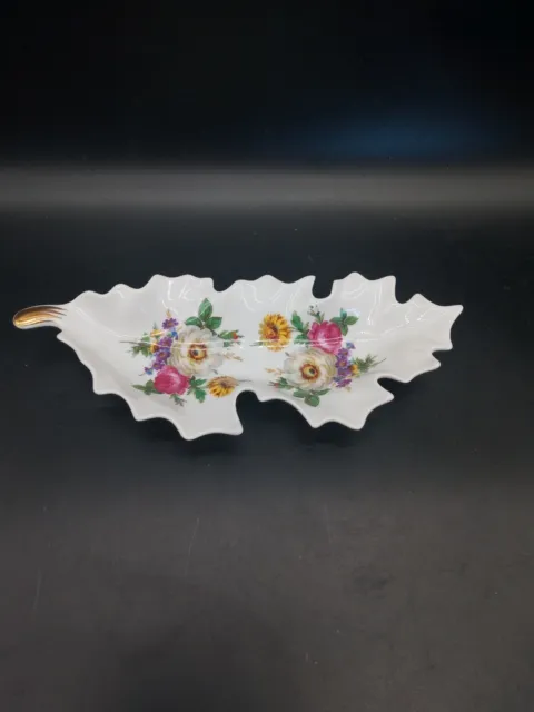 Old Nuremberg Bavaria Germany Porcelain Leaf Candy Dish Floral