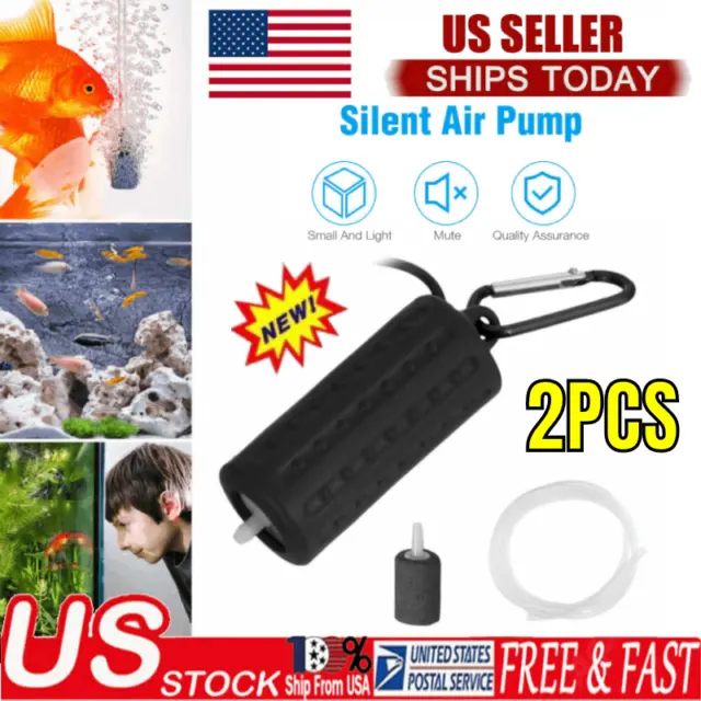 2x Mini USB Aquarium Oxygen Air Pump Fish Tank Silent Mute Energy Saving Tool US
