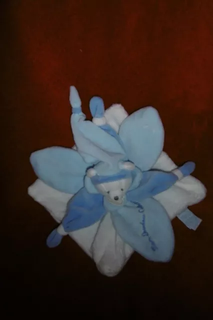 Doudou et Compagnie J'aime Mon doudou collector Ours Plat Bleu et Blanc 2 dispos