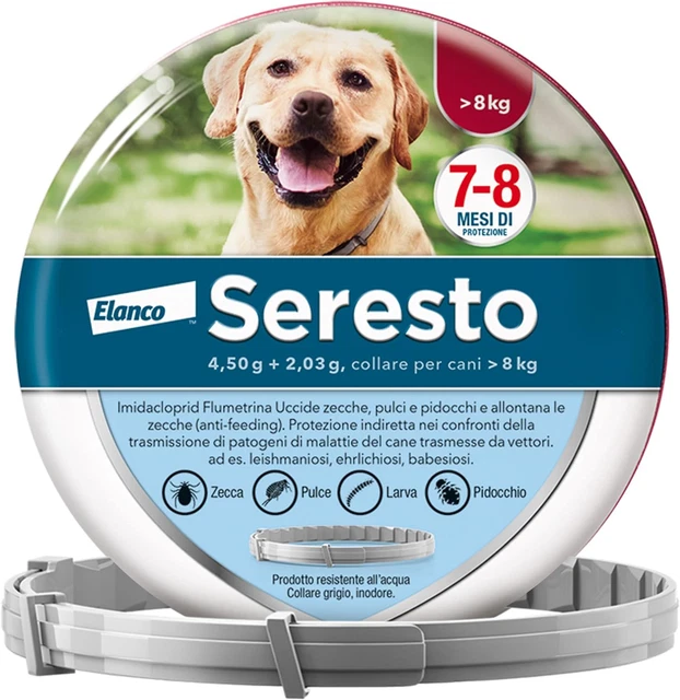 Seresto Collare Antiparassitario, per Cani Oltre 8 Kg, Elimina Pulci, Zecche, Pi