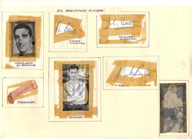 7 x Hand Signed Autographs Of Ex  Brentford  Football Club Players  1965-66