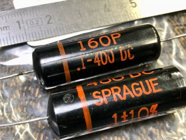 1 Paar vintage Kondensatoren Sprague Black Beauty 0,1µF 400V, NOS, matched Pair 3