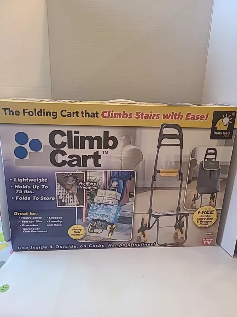 Climb Cart by Bulbhead the Folding Cart that Climbs Stairs w/Ease Hold 75lbs NEW