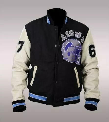 Beverly Hills Cop Axel Foley Detroit Lions Vintage Wool - Leather Sleeves Jacket
