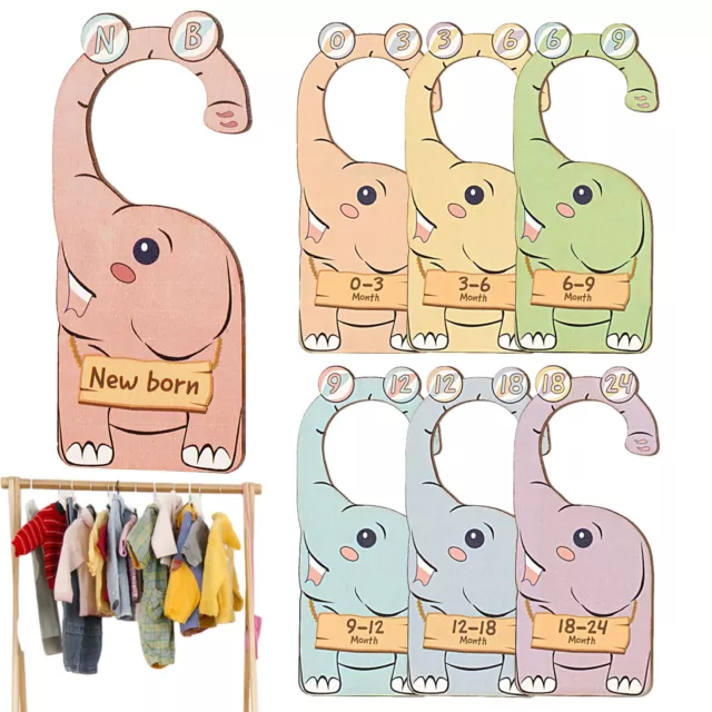 7pcs Wooden Baby Closet Divider Nursery Closet Dividers Elephant Shape Safety