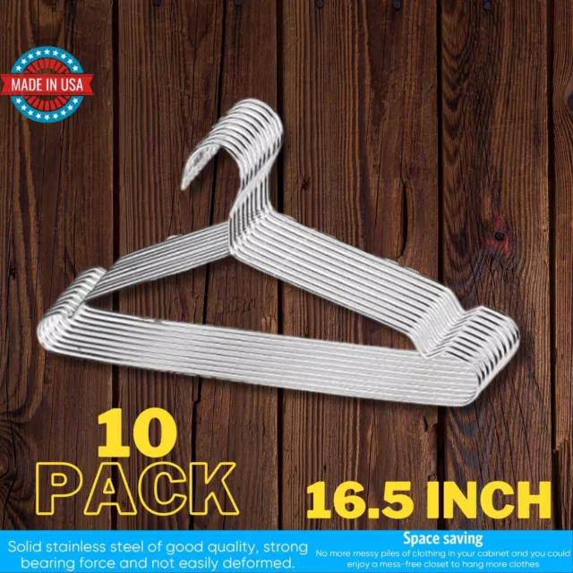 10 Pack Metal Wire Clothes Hangers Wire Coat Hangers 16.5" Strong Heavy Duty