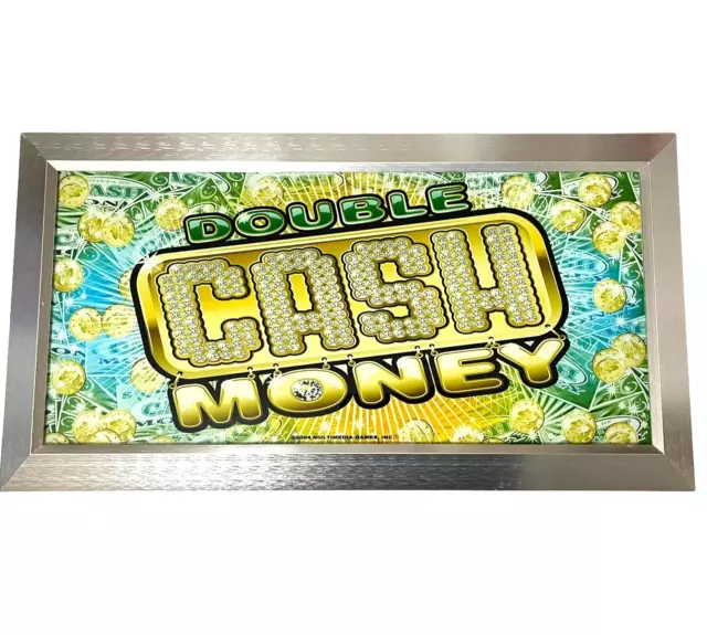 VTG 2004 "Double Cash Money" Slot Machine Glass Panel Art Wall Hanging MAN CAVE