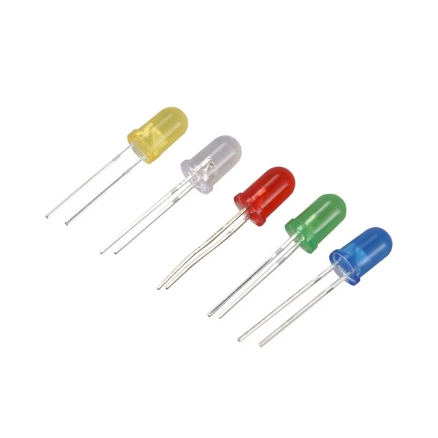 200 PCS 3MM 5mm LED Light diode White Yellow Red Green Assortment Kit ...
