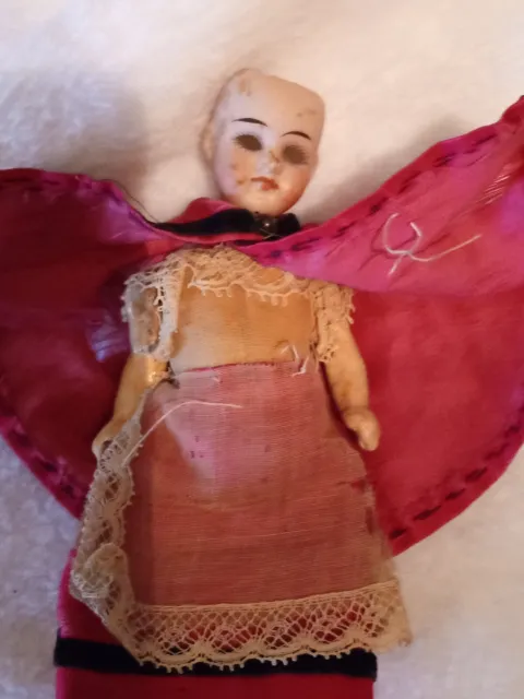 German Bisque Head Doll beautiful antique outfit needs restoration
