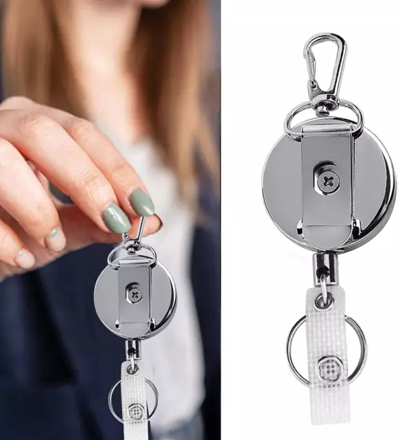 Heavy Duty Retractable Reel Badge Key Chain Belt Clip ID Card Holder Keychain