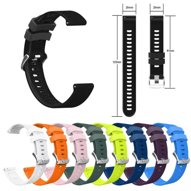 Silicone Strap Band Bracelet 20mm Pour Garmin Forerunner 245M 645, Vivoactive 3