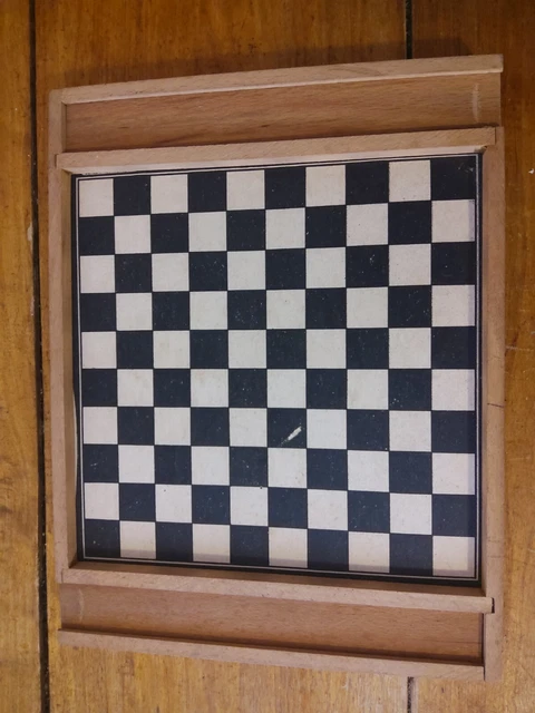 Ancien Jeu De Société En Bois - Jeu De Dames Complet + Jeu De L'oie Vintage