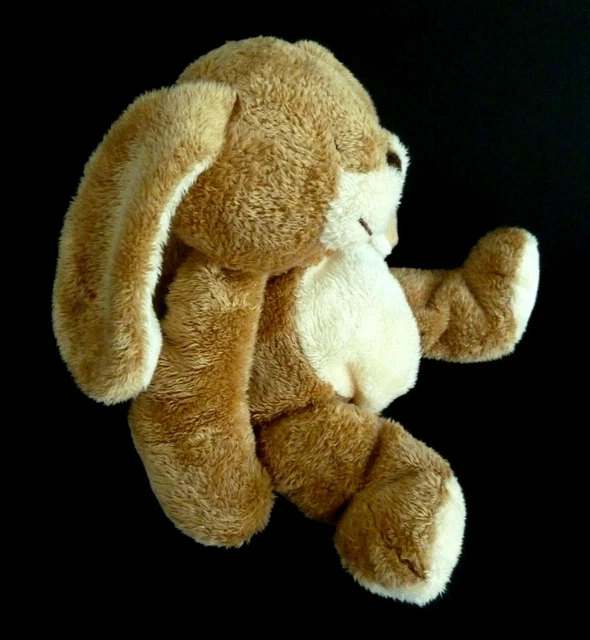 81. DOUDOU PELUCHE NICOTOY LAPIN marron beige ecru blanc billes19cm EXC. ETAT 2