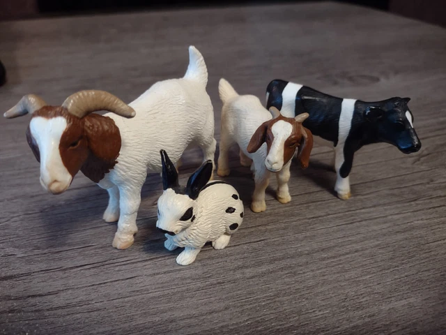 Schleich Farm Figures Retired Vintage, Goat, Calf, Ram, Rabbit 1996 2001 2000