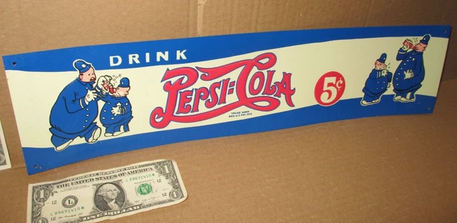 PEPSI-COLA -Shows the Cops PEPSI & PETER -5c COUNTRY STORE Gas Station 1940 Sign