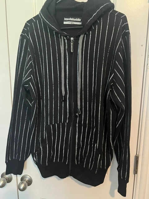 HoodieBuddie Hoody Full Zip Jacket Zip Pocket Built in Earbuds Headphones Men M