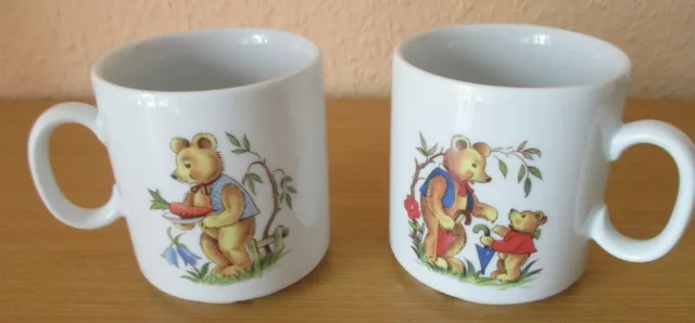 Seltmann Weiden Teddys Bären 2 gleiche Kindertassen Kakaobecher Kaffeebecher