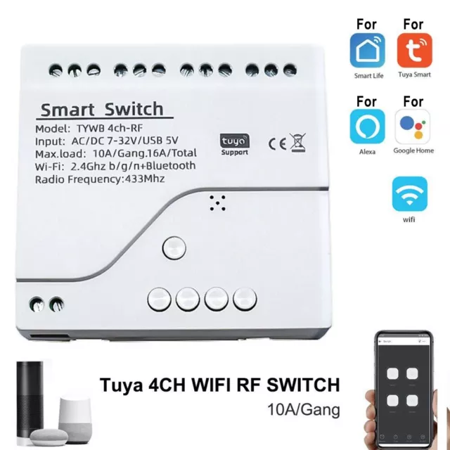 4CH WiFi Smart Schalter Überwacht Gerätezustand 8 Timer programmierbar