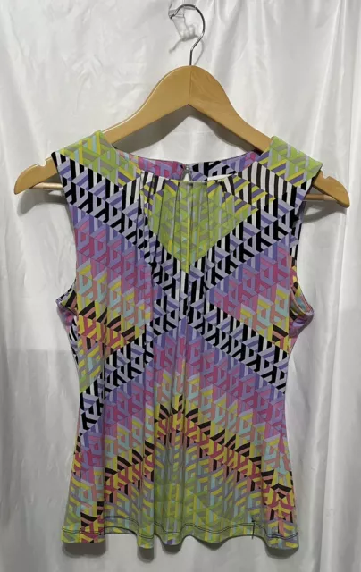 calvin klein womens top blouse multicolor prism detail print knit sleeveless p/m