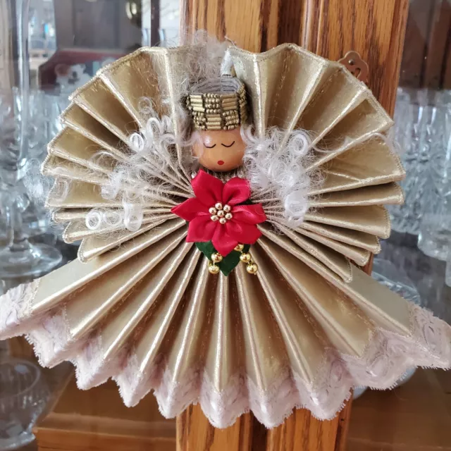 Bavarian Baroque Handmade Christmas Angel Ornament Traditional Craft Gold Lace 3