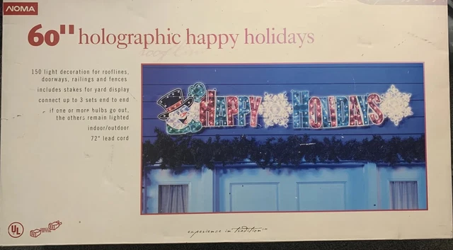 Noma 60" Holographic Lighted Happy Holidays Sign Outdoor Yard