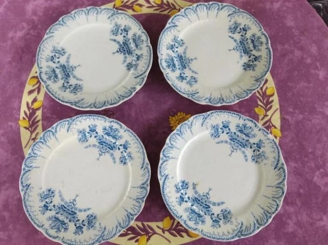 4 ASSIETTES PLATES anciennes Terre de Fer Saint Amand et Hamage Modèle