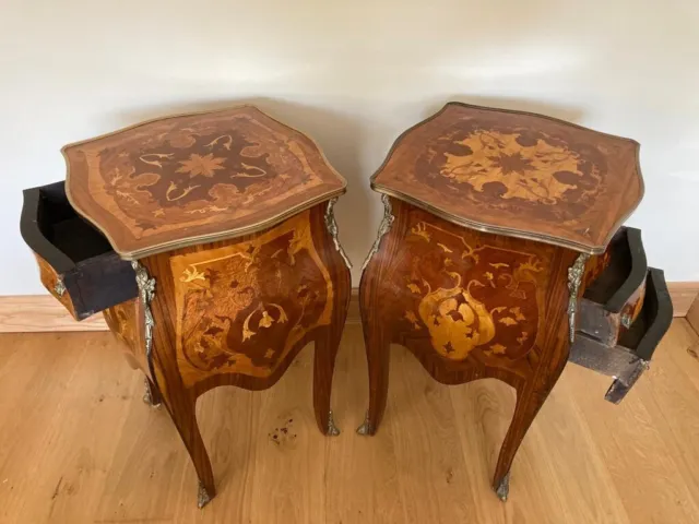 Antique: Two Bedside Cabinets (Bombe Commodes Style) Dutch French 1880-1920 Circ 3