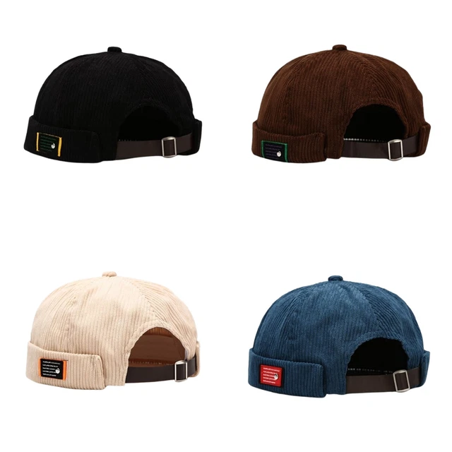 Casquette Skullcap - Chapeau Docker Sans Bord - Taille Unique - Tissu Velours Côtelé - Hip Hop Décontracté