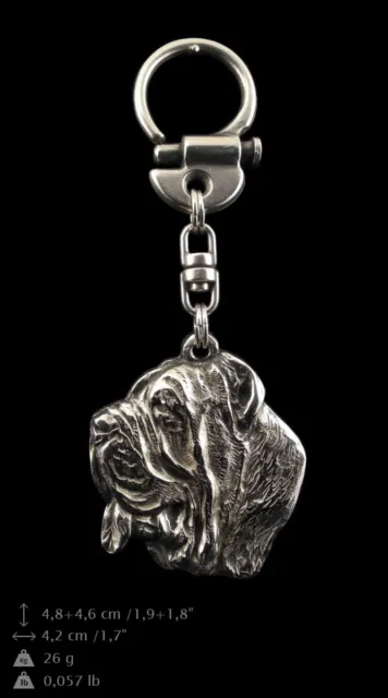Neapolitan Mastiff, silver covered keyring, high qauality keychain Art Dog