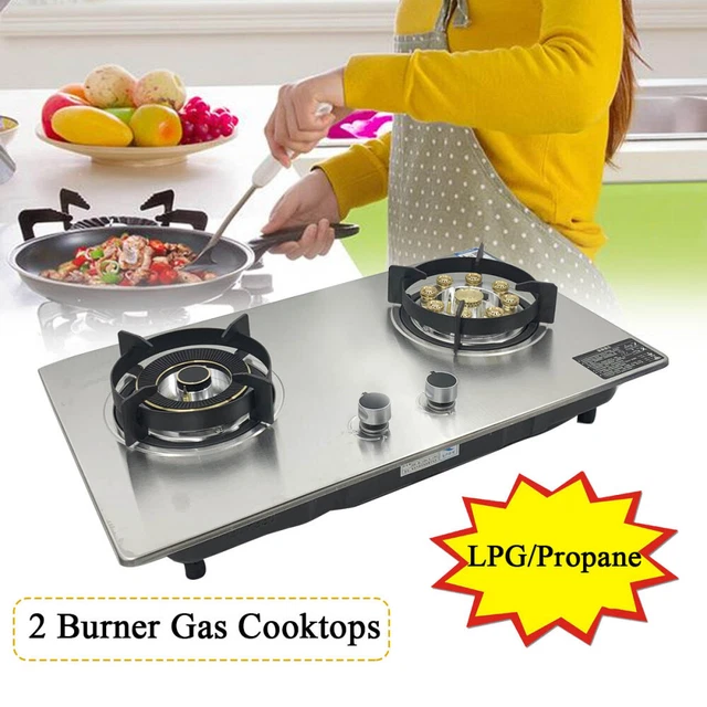28& LPG/PROPANE GAS Cooktop Builtin Gas Stove Stainless Steel w/2