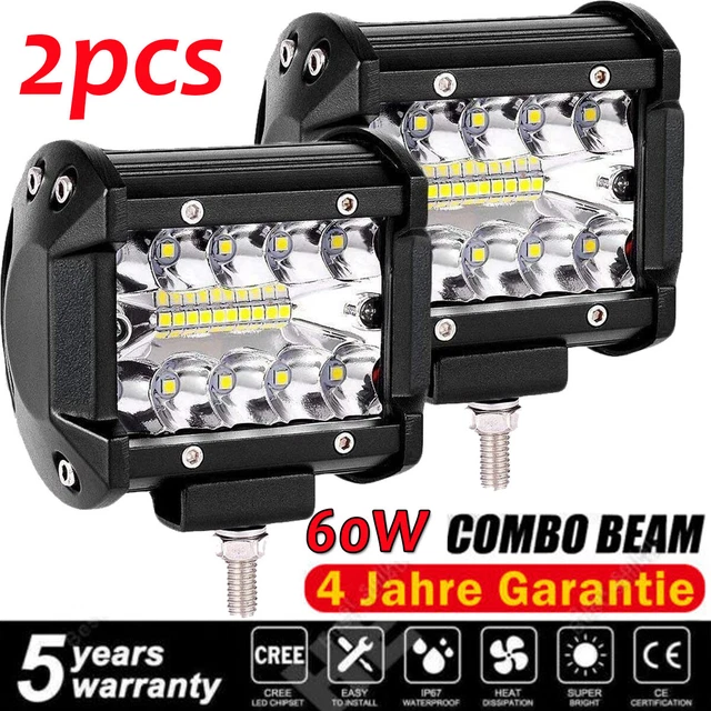 2X 60W LED Arbeitsscheinwerfer Offroad Scheinwerfer 12V 24V Für Jeep SUV Bagger