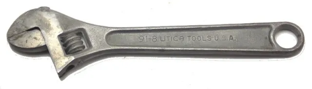 Vintage Utica Tools 8" Crescent Adjustable Wrench Model 91-8 Made in USA Used