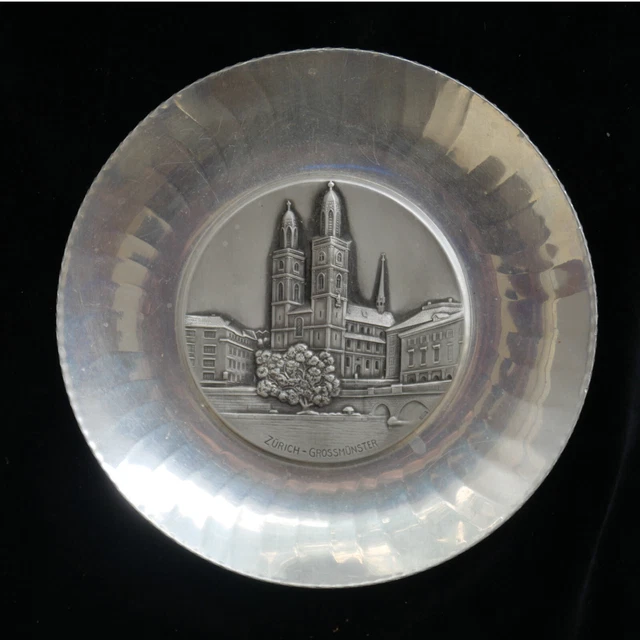 Plato de pared Zurich Grossmünster Ø 18,5 cm | 7 3 /10" metal siber EXCELENTE