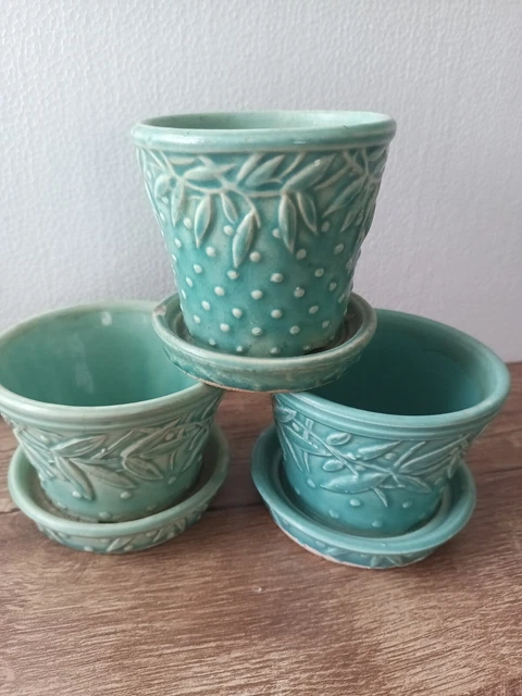 MCCOY POTTERY PLANTERS. Green Hobnail Planters. 3" $39.99 - PicClick