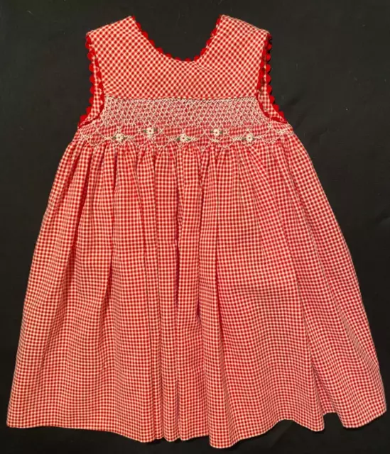 Baby girls ROSALINA red Daisy smocked dress 12m bishop gown outfit boutique