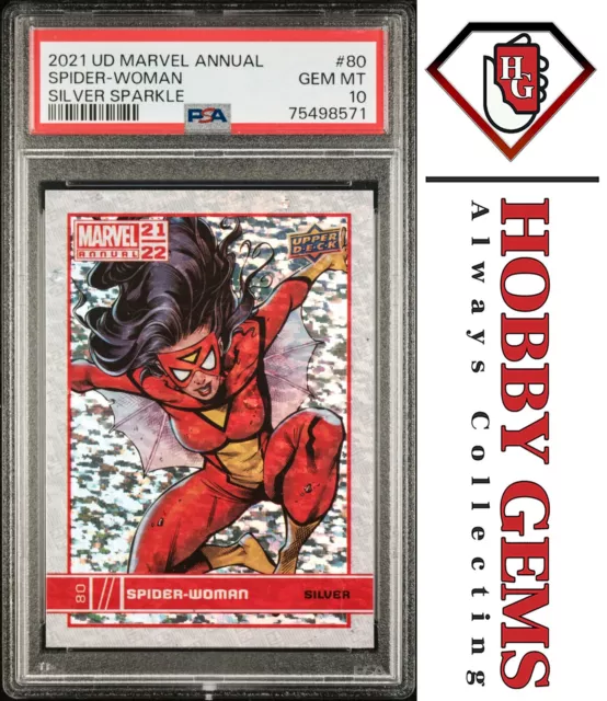 SPIDER-WOMAN PSA 10 2021-22 Upper Deck Marvel Annual Silver Sparkle #80