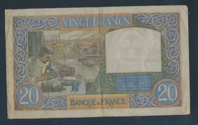 Banknoten Frankreich 1941 Pick-Nr: 92b (1941), gelocht stark gebraucht (IV(74977 2