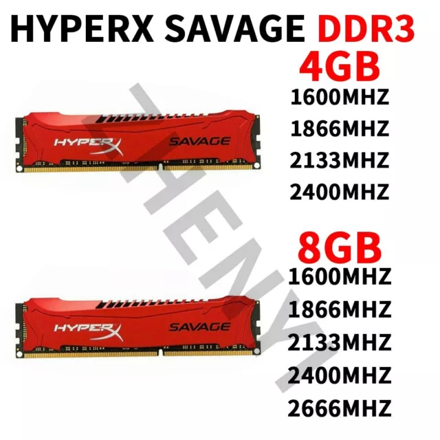 16Go 8Go 4Go DDR3 1600 1866MHz 2133 2400MHz 2666 DIMM RAM Pour HyperX SAVAGE FR