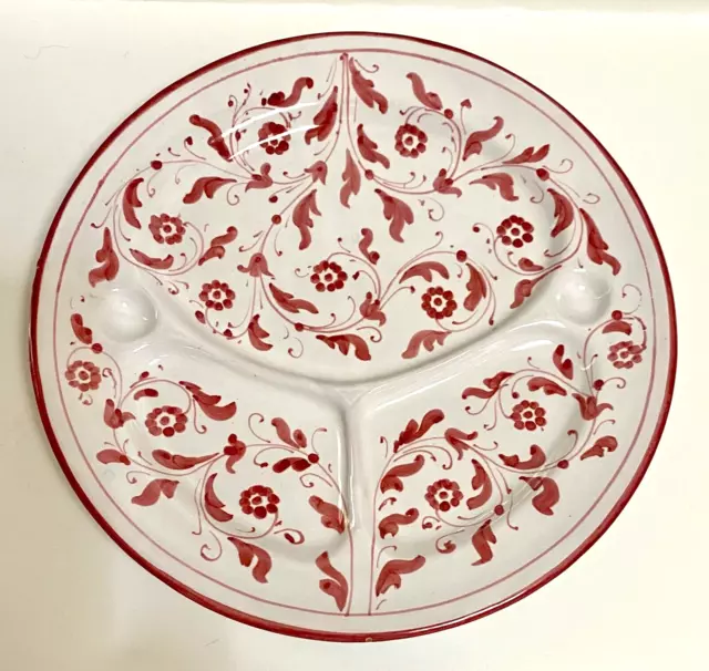 SALE- Italian Pottery Sectional Dinner Plate Hand Painted Signed Numbered 10"