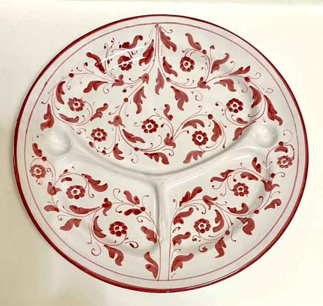 SALE- Italian Pottery Sectional Dinner Plate Hand Painted Signed Numbered 10"