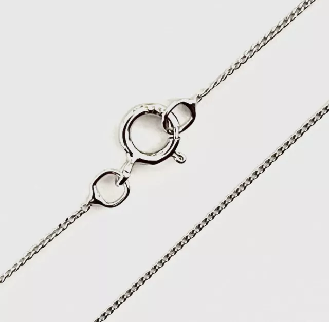 100% GENUINE 9ct 9k 375 white Gold 40cm 16" Diamond cut CURB Chain Necklace