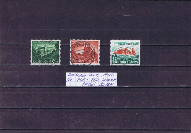 DR 1940 Mi.Nr. 748 - 750 komplett, Mi.22,50€