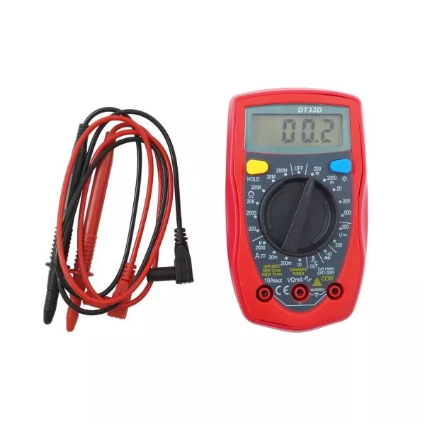 Tester Multimeter Digitale Display Lcd 10a Con Puntali Professionale Mod Dt33d